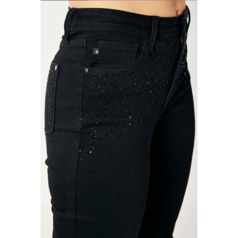 Judy Blue Black Rhinestone Slim Fit Jeans Size 11/30‎ Glam Sparkle Denim - Picture 2 of 14